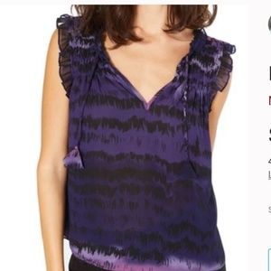 MISA Chiffon Ruffle Short Sleeve Top